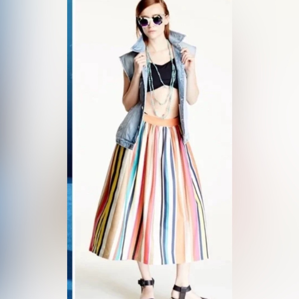 Alice + Olivia Colorful Striped Midi Skirt Sz 0/. Waist 26”